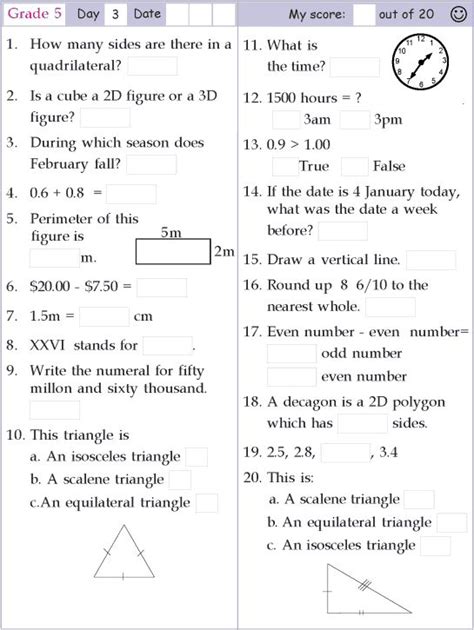Free Mental Maths Worksheets Year 5 Clyde Barbosas 8th Grade Math