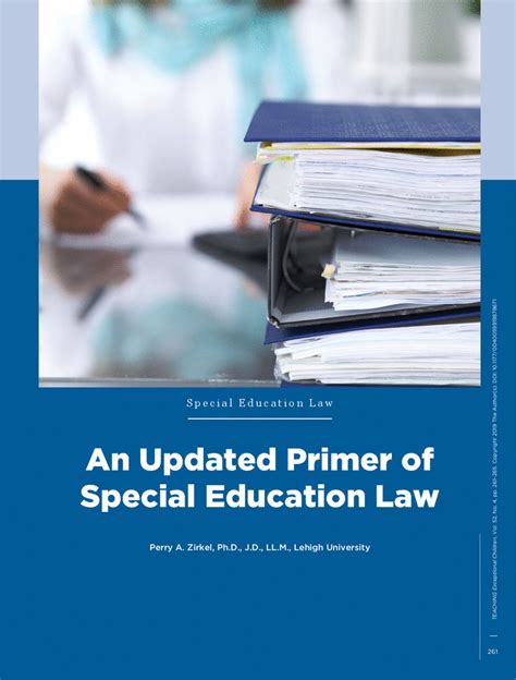 An Updated Primer Of Special Education Law Perry A Zirkel 2020