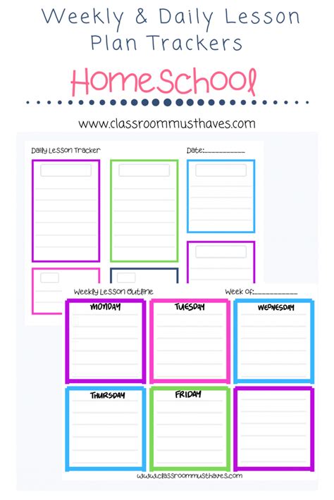 Homeschool Lesson Plan Trackers Classroom Must Haves