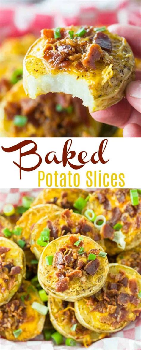 The mashed potatoes are then baked until the cheese is melted, bubbly and light golden brown in color for a side dish that will taste delicious with your easter ham. These Baked Potato slices are topped with melted cheese ...