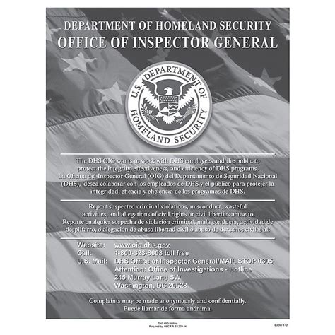 Complyright™ Department Of Homeland Security Fraud Hotline Poster