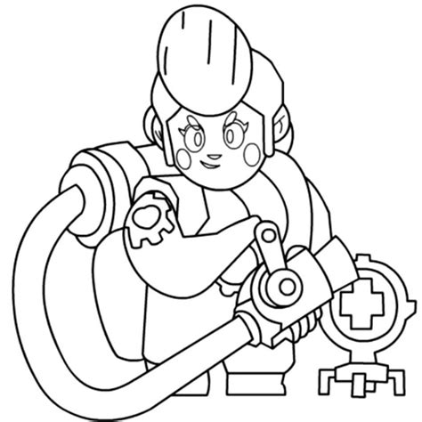 If the suitcase hits an obstacle or an opponent, it bounces over them. Coloring page Brawl Stars : Pam 26