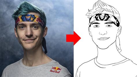 Drawing Ninja Tyler Blevins In Line Art Ninja Fan Art Youtube