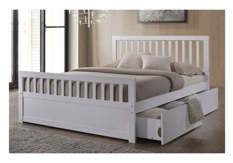 Storage beds come in all the standard sizes, ranging from twin all the way up to king—although certain storage beds, like lofted varieties, are more likely to come in smaller sizes. Sleep Design Delamere 4ft6 Double White Wooden Storage Bed ...