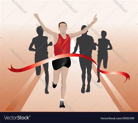 Runners Crossing The Finish Line Royalty Free Vector Image