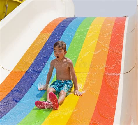 European Boy Down Water Slides Stock Photos Free And Royalty Free Stock