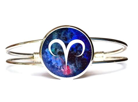 Zodiac Symbol Stars Aries Cuff Bracelets For Women Teens Adjustable
