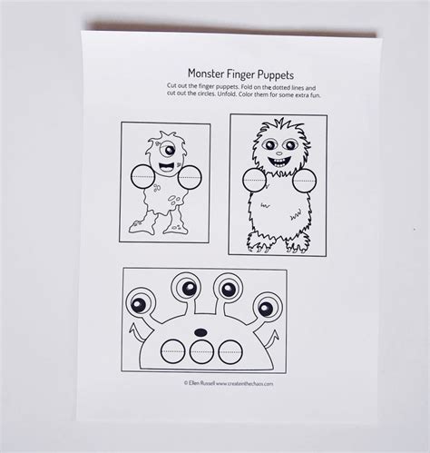 Printable Monster Finger Puppets Create In The Chaos