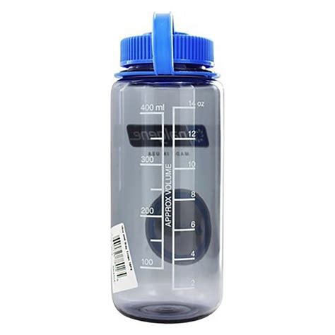 Nalgene Tritan 16oz Plastic Water Bottle Gray Wblue Cap Wide Mouth Bpa