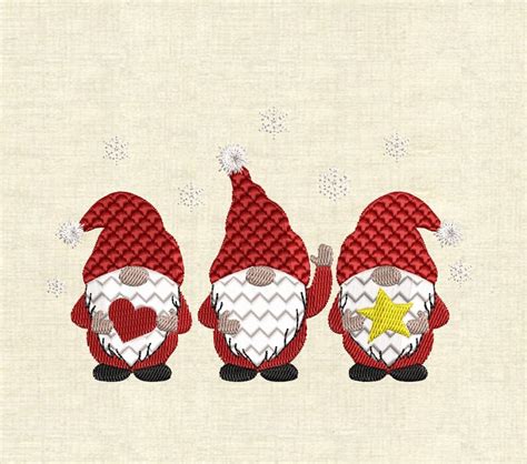 Machine Embroidery Designs Three Gnomes Etsy Denmark