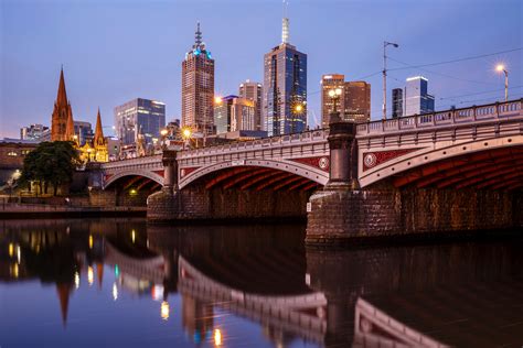 Australia Houses Rivers Bridges Street Lights Princes Bridge