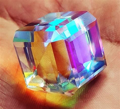 Certified 175 Ct Natural Cube Cut Rainbow Color Mystic Quartz Loose