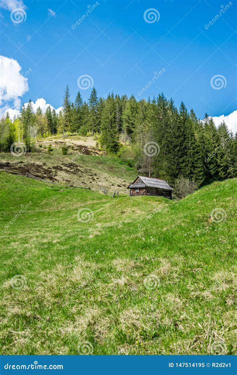 Old Wooden House In Mountains Stock Image Image Of Meadow Hutsul