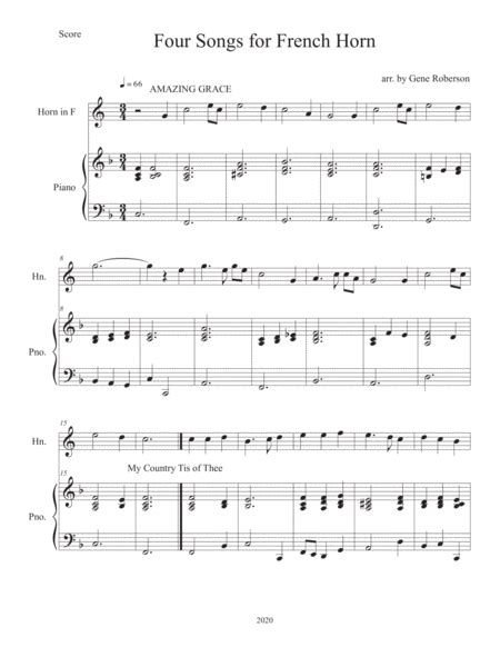 Four Songs For Easy French Horn Solo Arr Gene Roberson Sheet Music