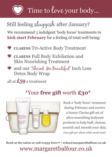 Kick Start February Treatment Offer Margaret Balfour Clarins Beauty Salon And Day Spa