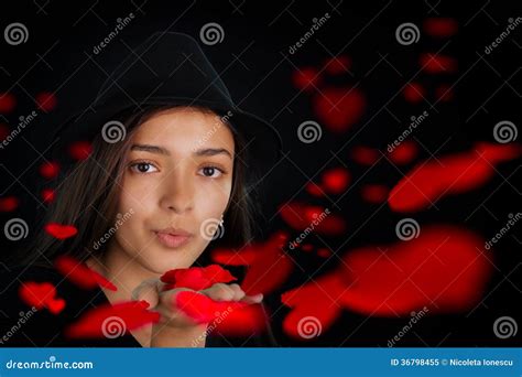 Girl Blowing Kisses Stock Image Image Of Concept Heartshaped 36798455