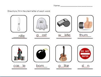Silent letters worksheet by dijobaker