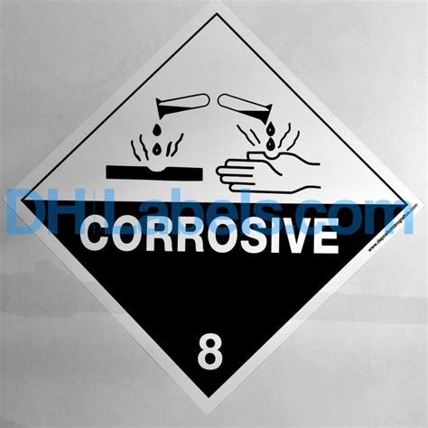 Corrosive Substance Hazard Placard Self Adhesive Single Unit X