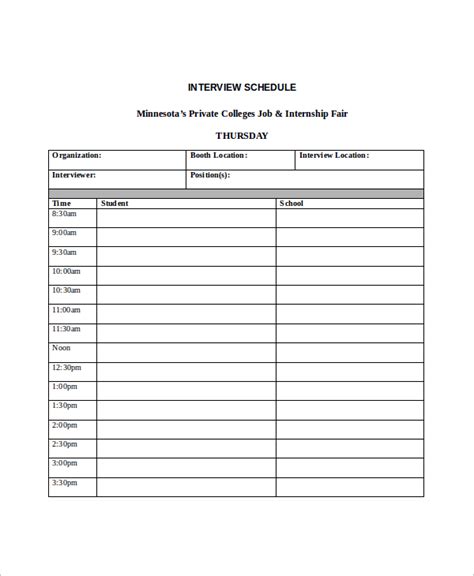Free 13 Sample Interview Schedule Templates In Pdf Ms Word