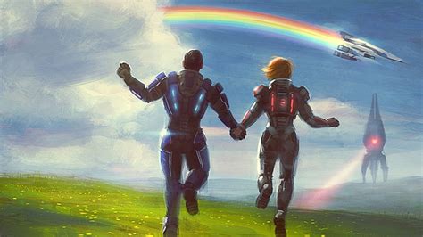 Video Games Normandy Reaper Rainbows Mass Effect 3 Femshep Commander