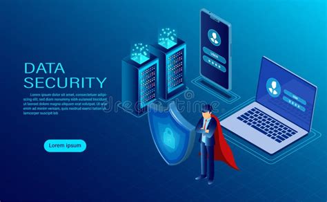 Data Security Concept Banner With Hero Protect Data And Confidentiality