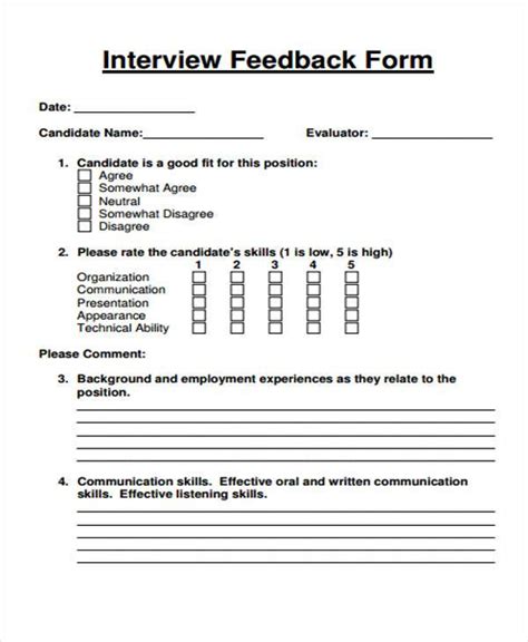 Candidate Interview Feedback Form