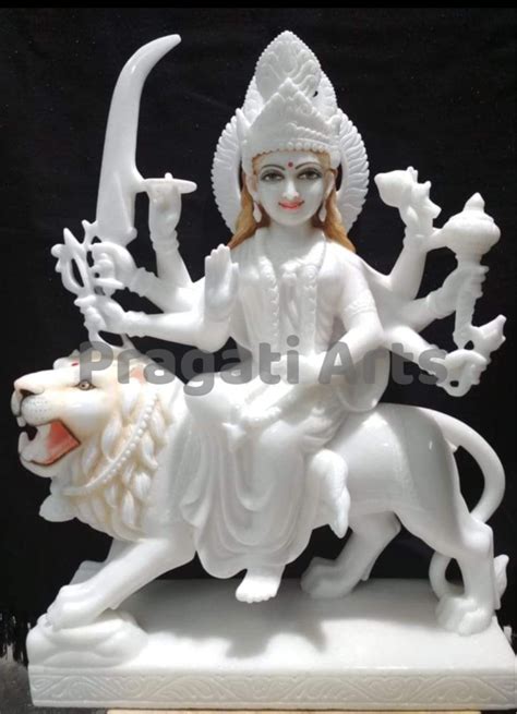 white plain marble ambe maa statue for worship size 36 inch height at rs 50000 in jaipur
