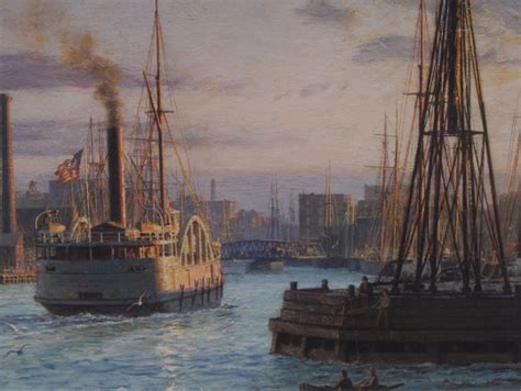 John Stobart English B 1929 The Entrance To The Chicago River
