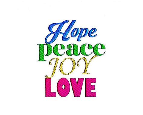 Hope Peace Love Joy Embroidery Design Positive Life Quote Etsy