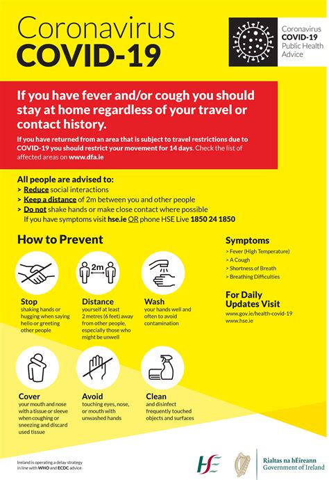 Covid 19 Coronavirus Hses Public Health Advice Leaflet Limerickie