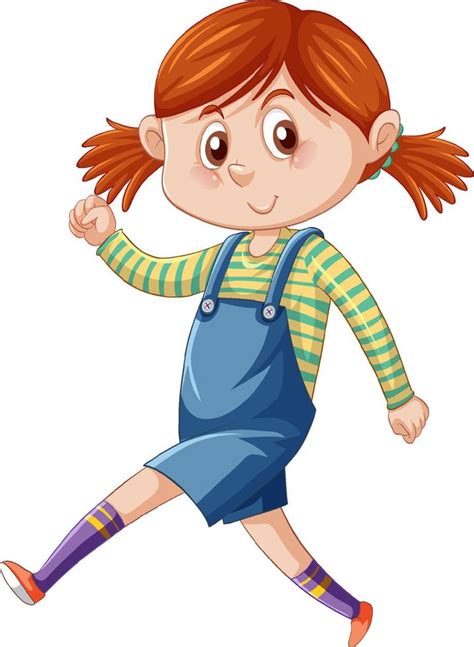 Teenager Girl Walking Cartoon Character On White Background 6212191