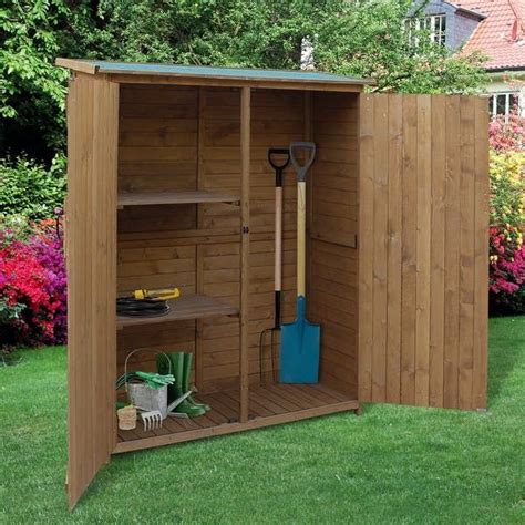 Outsunny Fir Wood Garden Storage Shed With Lockable Doors Bed Bath