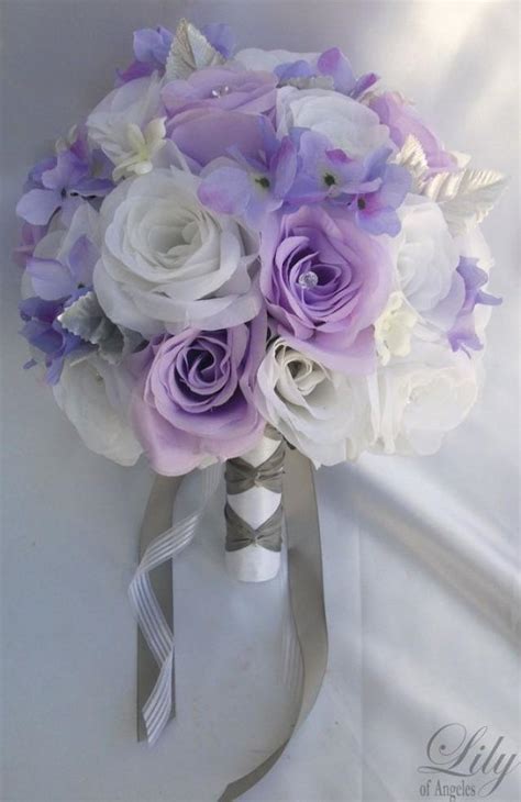 17 Pieces Package Silk Flower Wedding Decoration Bridal Bouquet White