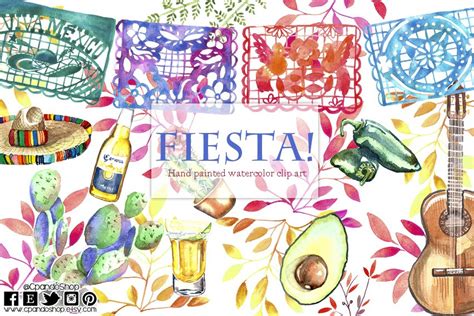 Mexican Fiesta Watercolor Clip Art ~ Illustrations