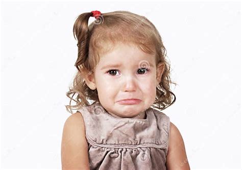 Portrait Of Sad Crying Baby Girl Isolated On White Stock Image Image