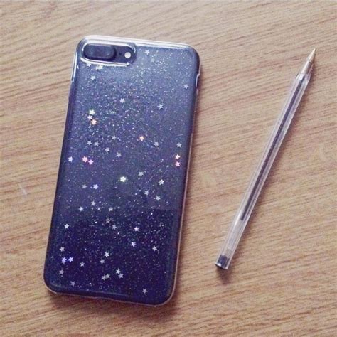 All the attention may have been on jet black last week, but matte black is the real winner. Matte black iPhone 7 plus, stars, sparkly, glitter | Black ...