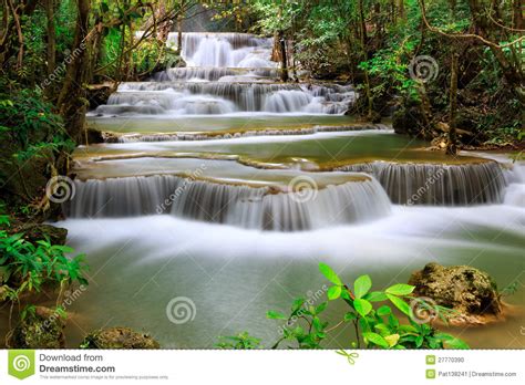 Thailand Waterfall In Kanjanaburi Stock Photo Image Of Green Light