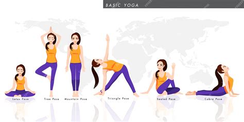 Premium Vector Cartoon Character With A Collection Of Basic Yoga