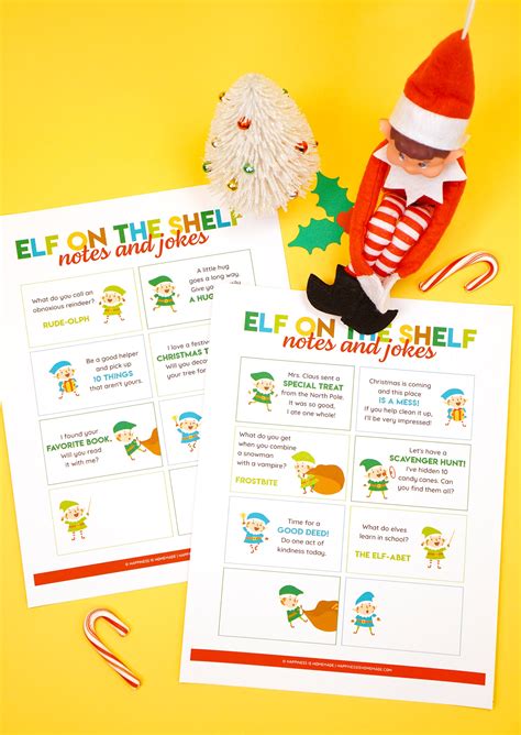Elf On The Shelf Printable Notes And Jokes Happiness Is Homemade