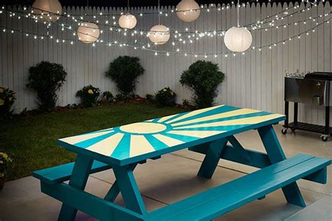 Present data and information in a simple, beautiful and comprehensive way. DIY Sunburst Painted Picnic Table - The Home Depot Blog ...