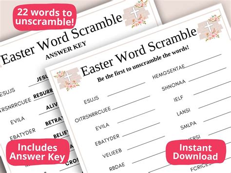 Christian Easter Word Scramble Printable Game Christian Easter Games