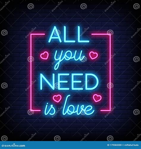All You Need Is Love Neon Signs Style Text Vector Stock Vector