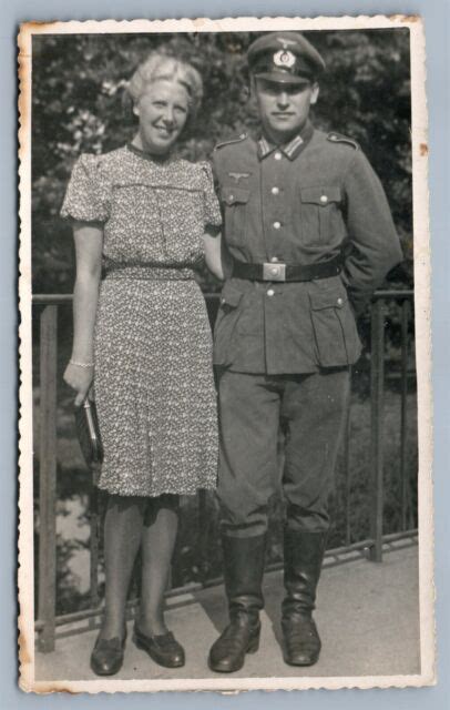 German Wwii Officer W Wife Vintage Real Photo Postcard Rppc Ebay