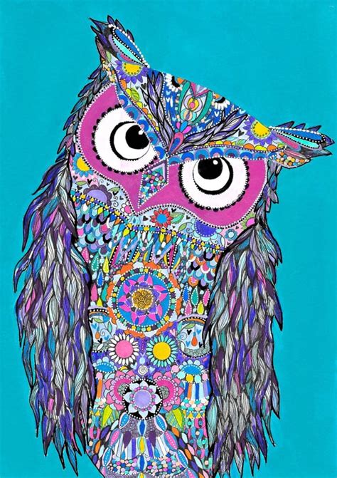 Owl Art Print Owl Art Owl Wall Art Colourful Owl Art Owl Etsy Uk