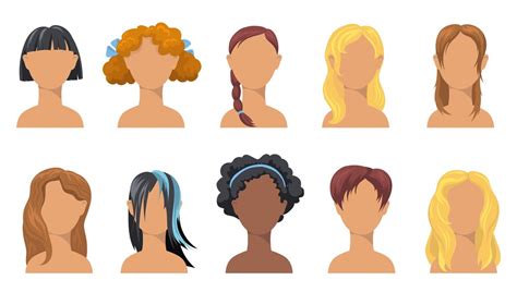 free vector girlish trendy hairdo set stylish haircuts for girls of different ethnicity hair