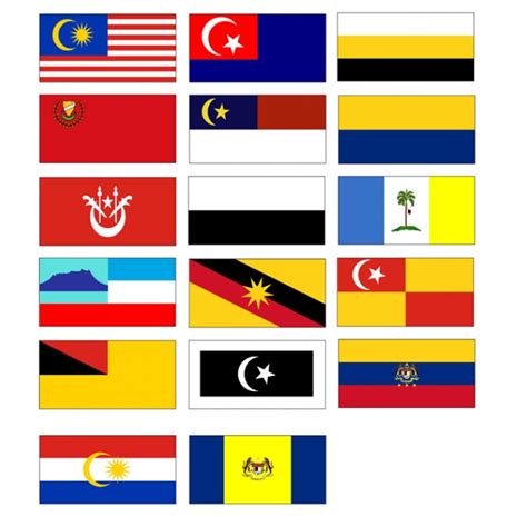 Later, two states on the island of borneo—sabah and sarawak—joined the federation to form malaysia on september 16, 1963. 1572 Kijo Nylon 15pc Malaysian State Flag Sets Size ...