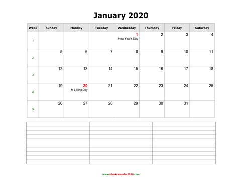 blank calendar  january