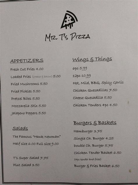 Menu At Mr Ts Pizza Pizzeria Gahanna