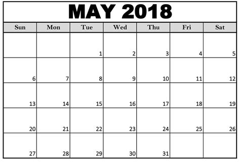 Free 5 May 2018 Calendar Printable Template Pdf Source Template