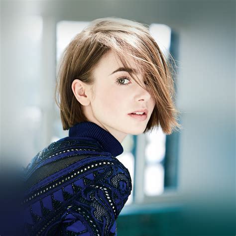 Android Wallpaper Hq54 Lily Collins Girl Blue Cute
